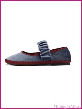 Velvet Mary Jane Flats Round Toe Ballet Shoes with Wide Strap